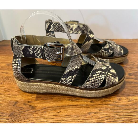 Michael Kors Darby Espadrille Sandals – Snake Print Leather | Women’s Size 9 - Picture 2 of 11